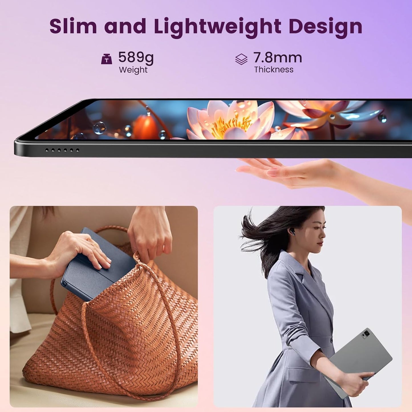 Android Tablet, 12 Inch Tablet with 2K IPS Display & Case, Octa-Core up to 2 GHz, 20GB RAM 256GB ROM 1TB Expand, 8000mAh, 20W Fast Charger, Dual-Band WiFi, Support GPS Face Unlock Widevine L1