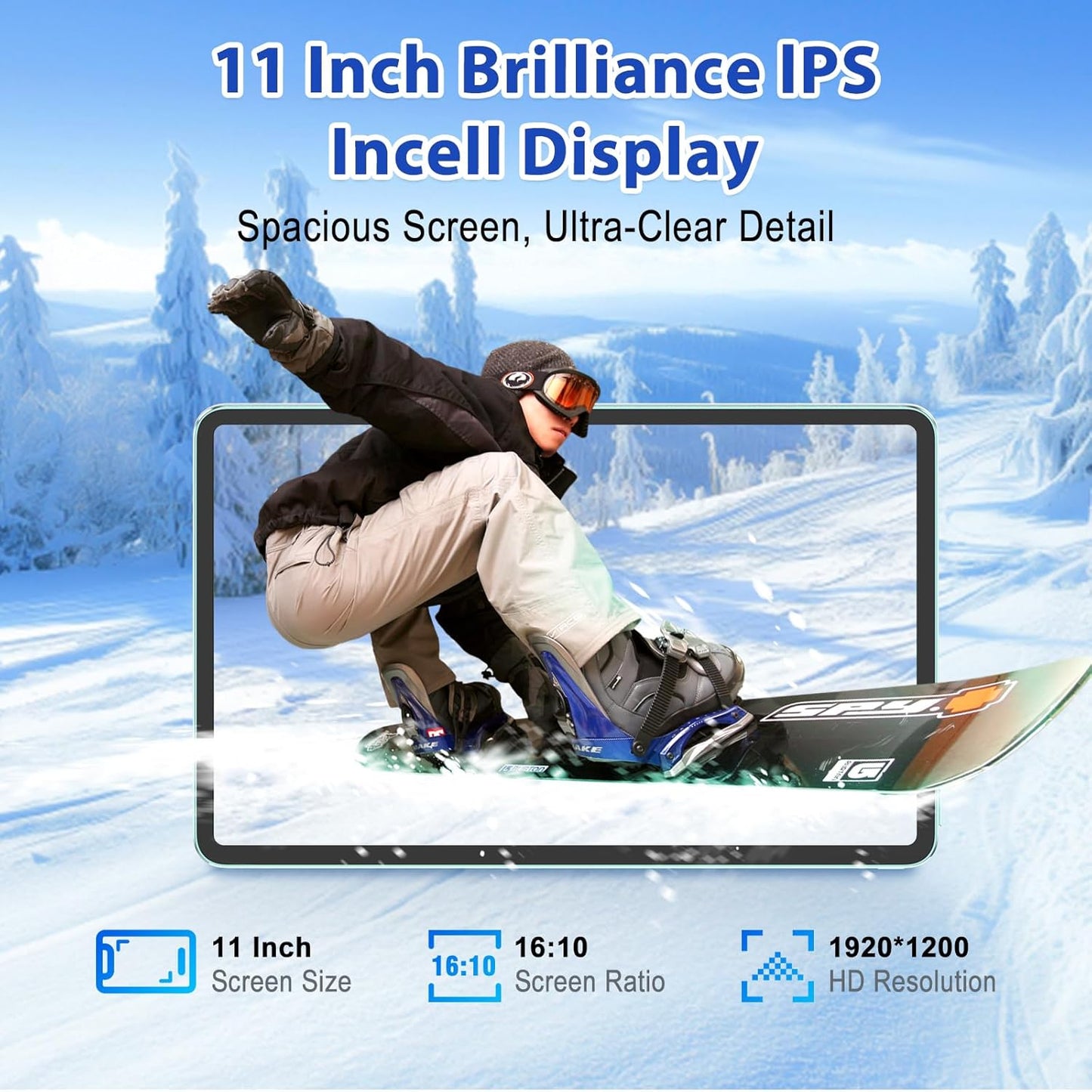 Android Tablet 11 inch, android 15 tablet with 18GB RAM 128GB ROM 1TB Expansion, Octa-Core, 8000 mAh, 1920x1200 Incell Screen, 5MP+8MP, 2.4G/5G Wifi, Support GMS GPS Face Unlock, Tablet PC with case