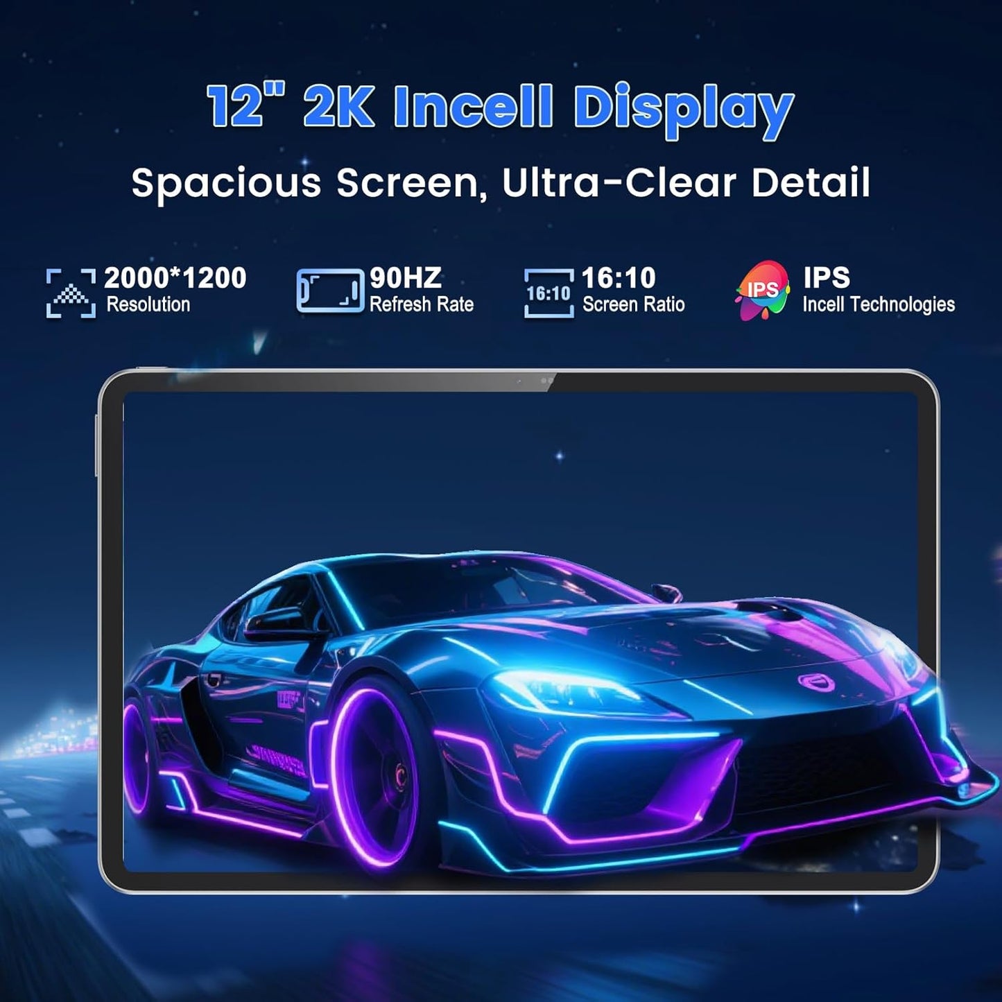 Android 15 Tablet 12 inch, AI Tablet with 2000 × 1200 Display, Octa-Core Up to 2.0GHZ, Tablets Computer with 20GB RAM & 128GB RAM 1TB Expand, 8000 mAh & 20 PD Charger, WiFi 6, BT5.0, Support GMS