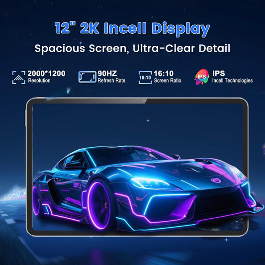 Android 15 Tablet 12 inch, AI Tablet with 2000 × 1200 Display, Octa-Core Up to 2.0GHZ, Tablets Computer with 20GB RAM & 128GB RAM 1TB Expand, 8000 mAh & 20 PD Charger, WiFi 6, BT5.0, Support GMS