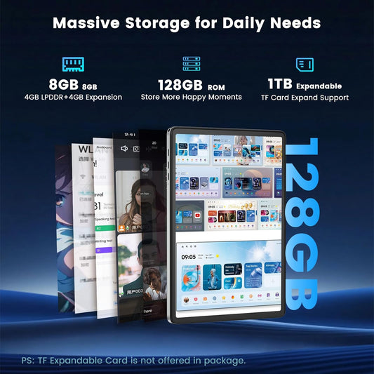 10 Inch Tablet, Octa-Core, Android Tablets Support WiFi 6 & Widevine L1 & GMS, 8GB+128GB 1TB Expand, Mini Tablet with 1280 x 800 IPS HD Touchscreen, 6000mAh Battery