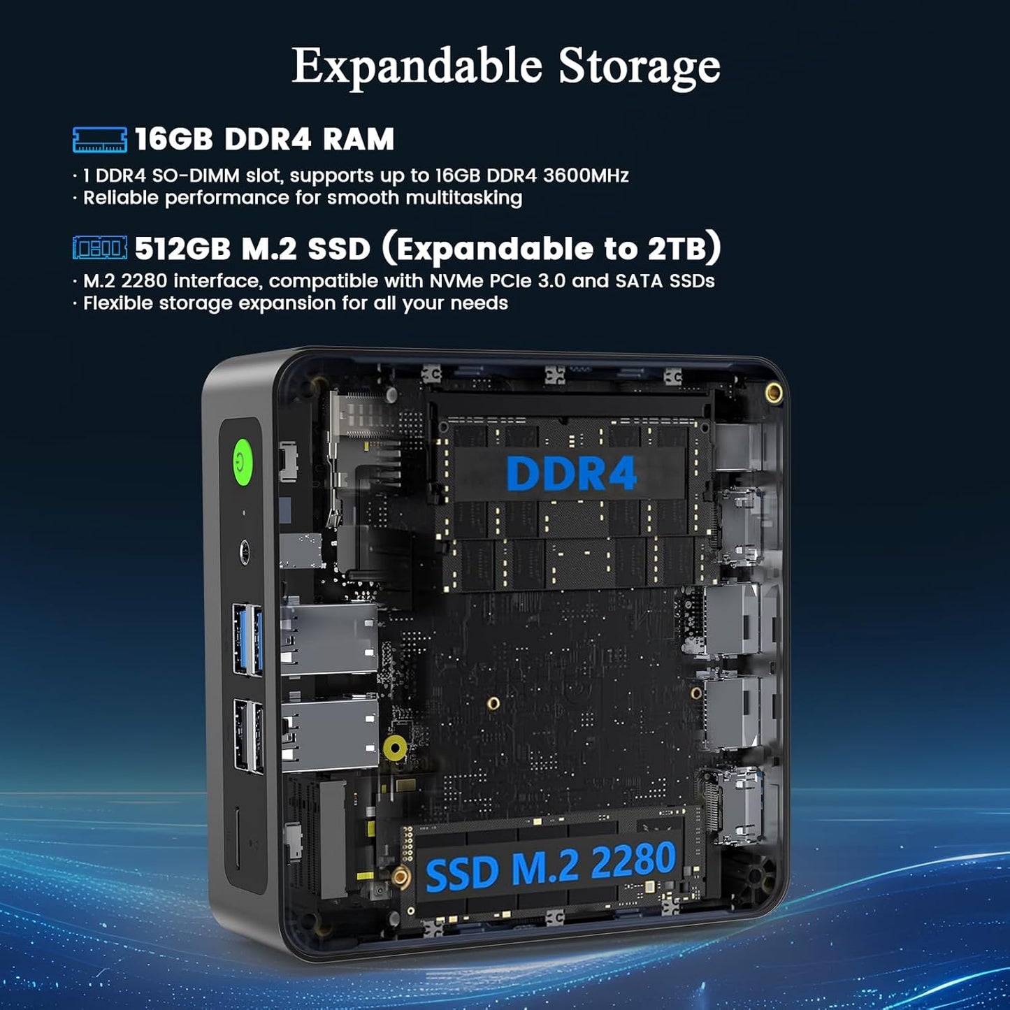 Mini PC Twin Lake N150 (Beat N100/N95, up to 3.6GHz), Mini Computers 16GB RAM 512GB PCIe M.2 SSD, Desktop Mini Computer Support Triple 4K Display, Win 11, HDMI/WiFi 6/BT5.2/LAN for Home/Office