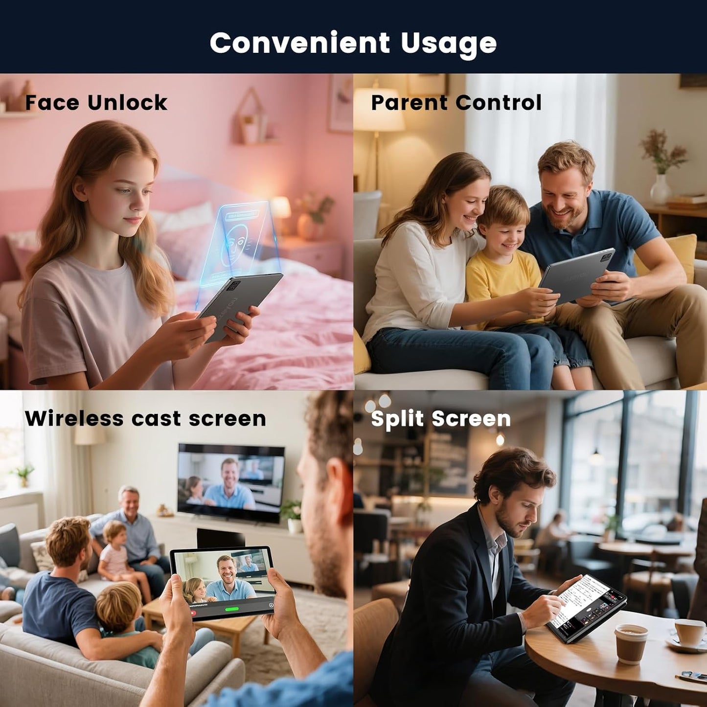 10 Inch Tablet, Octa-Core, Android Tablets Support WiFi 6 & Widevine L1 & GMS, 8GB+128GB 1TB Expand, Mini Tablet with 1280 x 800 IPS HD Touchscreen, 6000mAh Battery