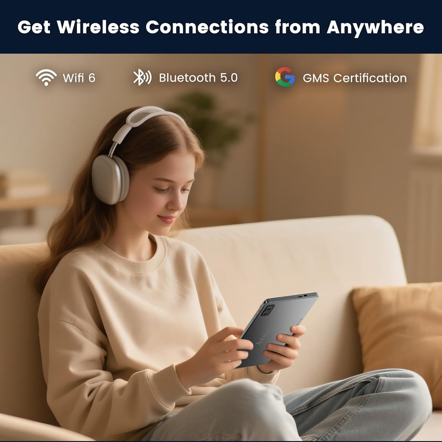 10 Inch Tablet, Octa-Core, Android Tablets Support WiFi 6 & Widevine L1 & GMS, 8GB+128GB 1TB Expand, Mini Tablet with 1280 x 800 IPS HD Touchscreen, 6000mAh Battery