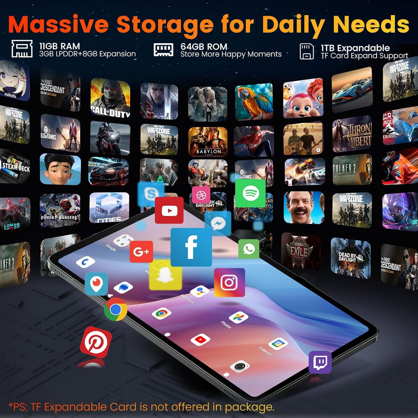 Android 15 Tablet 8.7 inch, Mini Tablet 5000mAh, Wi-Fi 6 & BT5.0, 11GB RAM & 64GB ROM 1TB Expandable, Tablet Computer with IPS HD Display, Support GPS, GMS, Widevine L1