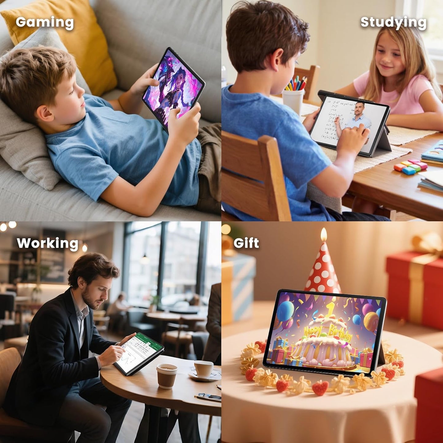 10 Inch Tablet, Octa-Core, Android Tablets Support WiFi 6 & Widevine L1 & GMS, 8GB+128GB 1TB Expand, Mini Tablet with 1280 x 800 IPS HD Touchscreen, 6000mAh Battery